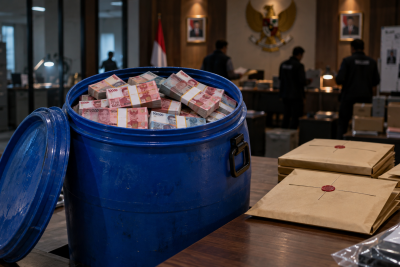 Penampakan Tong Biru Berisi Uang Rp934 Juta hingga Amplop Hasil OTT Bupati Klaten