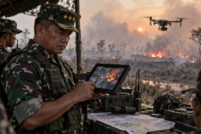 Jenderal Bintang Tiga Pantau Karhutla Klateng, Deteksi Titik Panas Lewat Drone Thermal