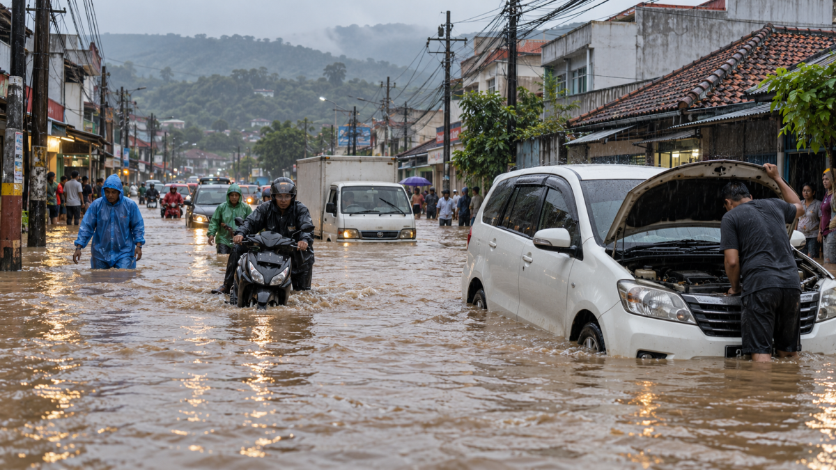 Banjir Rendam Jalan Cibaduyut Bandung, Sejumlah Kendaraan Mogok