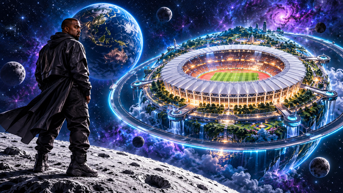 GBK Disulap Jadi Planet Luar Angkasa! Kanye West Jelajahi Bumi dan Berdiri di Atas Bulan