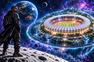GBK Disulap Jadi Planet Luar Angkasa! Kanye West Jelajahi Bumi dan Berdiri di Atas Bulan