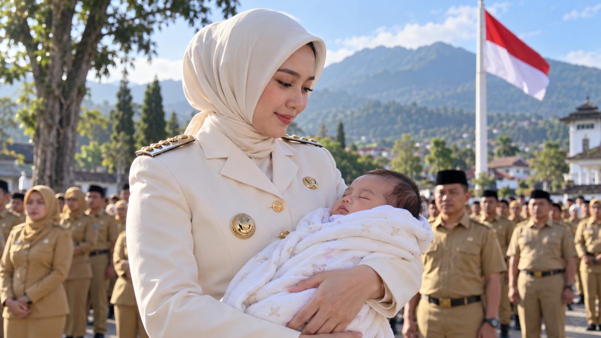 Viral Wakil Bupati Garut Putri Karlina Gendong Bayi saat Apel Upacara, Ini Fotonya!