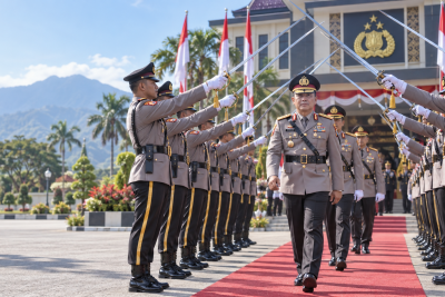 AKBP AH Hudi Arif Resmi Jabat Kapolres Tanggamus, Disambut Tradisi Pedang Pora