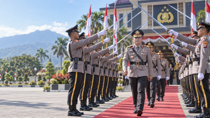 AKBP AH Hudi Arif Resmi Jabat Kapolres Tanggamus, Disambut Tradisi Pedang Pora