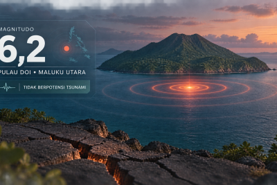 Gempa Besar Magnitudo 6,2 Guncang Pulau Doi Maluku Utara, Tidak Berpotensi Tsunami