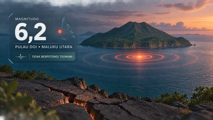 Gempa Besar Magnitudo 6,2 Guncang Pulau Doi Maluku Utara, Tidak Berpotensi Tsunami