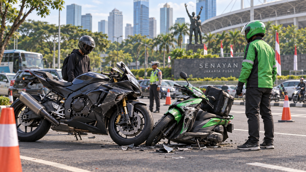 Moge Hantam Motor Ojol di Senayan Jakpus, Pengendaranya Ternyata Masih di Bawah Umur