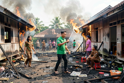 Sakit Hati Dicerai, Pria di PALI Bakar Rumah Mantan Istri hingga Rata dengan Tanah