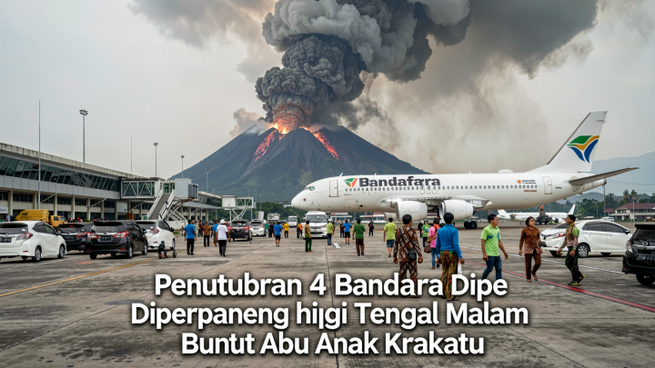 Penutupan 4 Bandara Diperpanjang hingga Tengah Malam Buntut Abu Vulkanik Anak Krakatau